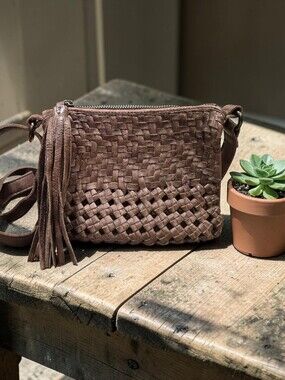 Latico Leathers Handcrafted Woven Leather Crossbody